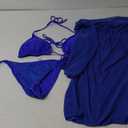 YELAIVP Women's Plus Size Halter String Triangle Bikini Sets 3 Piece Swimsuits with Side Ruched Drawstring Cover Up (XX-Large Plus, 185 Blue)