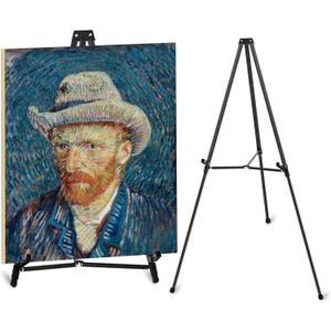 64" Aluminum Telescoping Display Easel, Adjustable Easel Stand for Sign, Portable Black Floor Standing Easels for Artwork, Painting, Posters, Whiteboard, 1PC