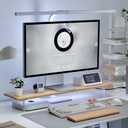 ROCDEER Bamboo Monitor Stand Riser with RGB Lights, 31.5 Inches Desktop Shelf with Acrylic Legs Supports for Desk, PC Computer Monitor, Laptops, Printer, Speakers (Natural) 31.5 x 7.87 x 3.98 inches