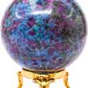 Amazing Gemstone Ruby Kyanite Crystal Ball with Stand - 2.5 Inches Large Crystal Sphere Meditation Balls for Witchcraft and Decorative Balls