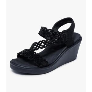 Skechers Women's Rumble on - Sassier Dayz Wedge Sandal, Size 9, Black