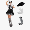 fun shack Mime Costume for Women, French Mime Costume Women, Mime Costume Adult, Mime Halloween Costumes for Women (Large)