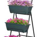 Tuenort Vertical Raised Garden Bed 4 Tiers Planter Box Freestanding Garden Planter with 4 Container Boxes for Growing Vegetables Herbs Flowers on Patio Balcony Green