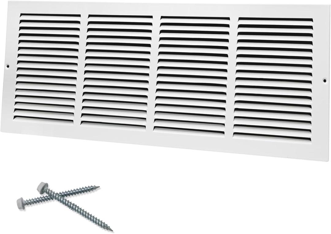24"W x 8"H [Duct Opening Size] Steel Return Air Grille, Air Return Vent Cover for Ceiling and Sidewall - HVAC Air Vent Covers - [Outer Dimensions: 25.75"W x 9.75"H]