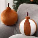 2 Pcs Christmas Pillows 7 Inch Round Christmas Ornament Shaped Throw Pillow Cute 3D Ball Xmas Throw Cushion Decoration for Bed Couch Sofa Chair Living Room(Brown and White)