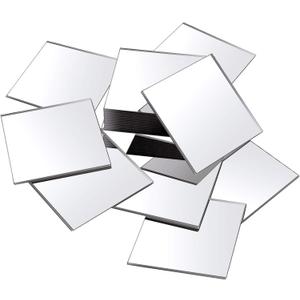 Jetec Mini Size Acrylic Square Mirror Adhesive Small Square Mirror Tiles for Crafts and DIY Projects Supplies(25 Pcs,5 Inches)