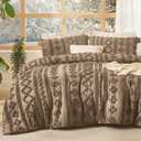 Bedsure Tufted Boho Comforter Set Queen Size - Light Brown Boho Bed Set, GentleSoft 3 Pieces Farmhouse-Style Embroidery Bedding, Gifts for Woman, Jacquard Queen Comforter for All Seasons