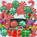 38Pcs Christmas Balloons, Big Red Green Candy Cane Foil Mylar Balloon for Party Decorations