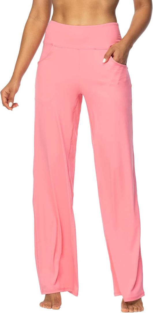 Sunzel Wide Leg Pants for Women, High Wiast Yoga Pants with Pockets Loose Comfy Lounge Sweatpants with Tummy Control (Small)