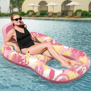 Pool Floats Adult with Backrest and 2 Cup Holder, Luxury Inflatable Chair Lounger Backrest, Cool Fun Pool Chair Floats for Summer, Swimming Pool, Beach, Enjoy Vacation Pool Floats Adult with Backrest and 2 Cup Holder, Luxury Inflatable Chair Lounger Backrest, Cool Fun Pool Chair Floats for Summer, Swimming Pool, Beach, Enjoy Vacation