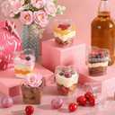 Sliner 24 Pack 5 oz Heart Shaped Dessert Cups with Lids and Spoons Plastic Dessert Container Heart Shaped Bowls Disposable Parfait Pudding Shooter for Mother's Day Wedding Party Supplies (Clear)