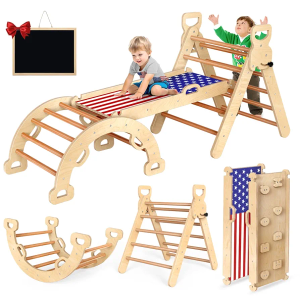 Xickboke Pikler Gym Baby Climbing 8in1 Montessori Toy for Toddlers 1-3, Safe Durable Montessori Toy for Toddlers, Improves Balance, Coordination & Motor Skills, Indoor/Outdoor Play, Supports 2-3 Kids