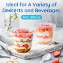 Dessert Cups with Lids - 9 Oz Plastic Cups with Lids Disposable Cups with Flat Lid No Hole for Cake,Ice Cream,Snacks Smoothie, Fruit, Dessert, Yogurt Parfait,Milkshake (100 Park)