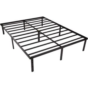Amazon Basics Sturdy Heavy-Duty Non-Slip Platform Bed Frame, Steel Slats Support, Noise Free, Easy Assembly, No Box Spring Needed, 14 Inch Storage Height, Queen Size, Black