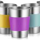 Stainless Steel Cups, 12 Oz Metal Drinking Glasses for Kids and Adults, Metal Pint Cup Tumblers, Set of 5, Unbreakable and Stackable