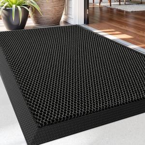 DEXI Front Door Mat Outside Entrance, 24x36 Welcome Entryway Doormat Mud Dirt Trapper, Heavy Duty Non Slip Entry Mats for Patio Garage Porch Home, Dark Grey