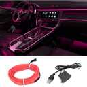 EL Wire LED Strip Lights, USB Auto Neon Light Strip with Sewing Edge, 16FT Electroluminescent Ambient Lighting Kit with Fuse Protection, Car Decoration Accessory (Pink/16FT)