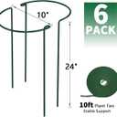 AMAGABELI GARDEN & HOME 6 Pack Peony Cage Plant Support Stakes 10" W x 24" H Heavy Duty Ring Metal Garden Support Structures Plant Cage with Ties for Indoor Flower Outdoor Tomato Hydrangea Monstera