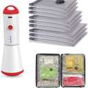 Travel Vacuum Storage Bags with Rechargeable USB Pump, 9 Pack Carry-On Size Compression Packing Bags for Luggage and Suitcase, Space Saver for Clothes and Clothing Travel