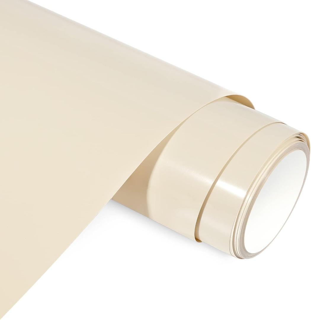 AHIJOY Cream HTV Vinyl Heat Transfer Vinyl Roll 12" x 12ft Beige Iron on Vinyl for T Shirts Hats Clothing Garment Fabric Works for Cricut Cameo and Other Craft Cutters