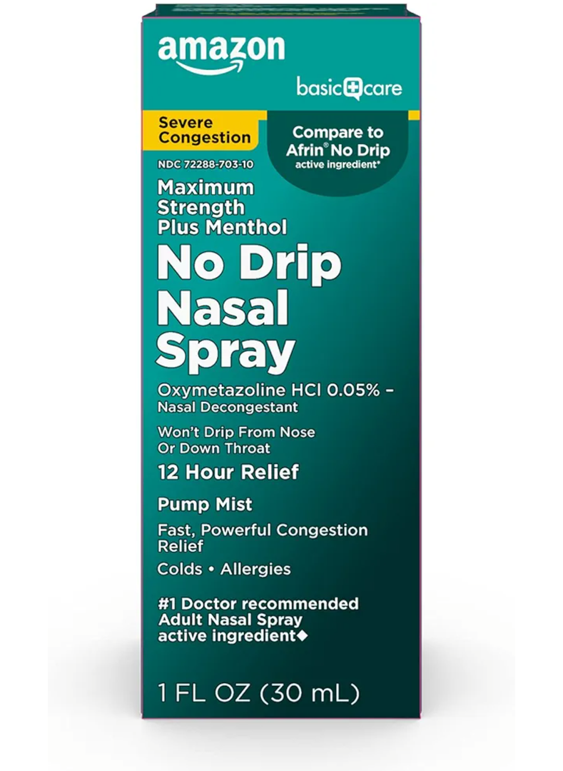 Care No Drip Severe 12 Hour Nasal Decongestant Pump Mist, Maximum Strength Plus Menthol, Allergy Relief, 1 Fl Oz (Pack of 1)