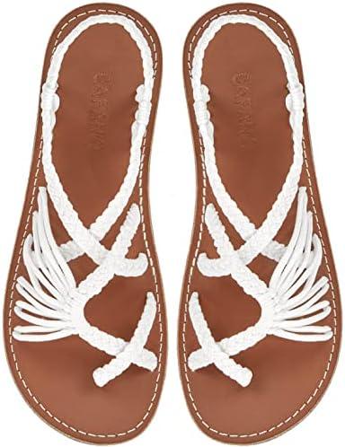 Capana Woven Women's Flat Sandals - Strappy Braided Sandals, Beach Sandals for Women Dressy Summer, Rope Bohemian Sandals, Spring Casual Womens Shoes, Comfy Boho Flats for Teen Girls – Banyan 12
