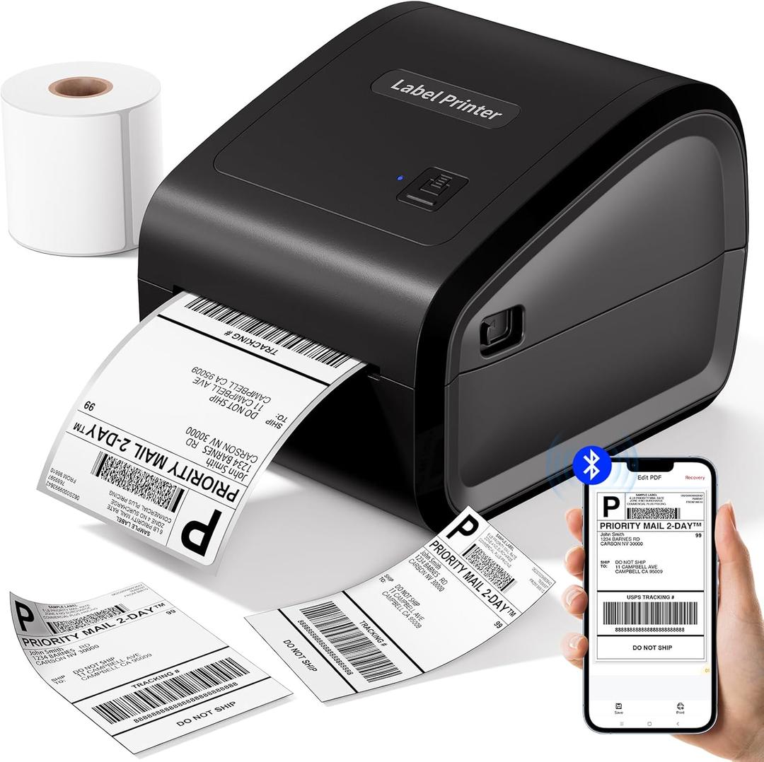 COLORWING D550 Bluetooth Thermal Label Printer for Small Business: 4x6 Wireless Shipping with Label Bin, Compatible with USPS, Amazon, Ebay, Etsy