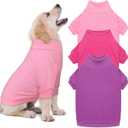 3 Pack Dog Sweaters for Large Dogs, Fleece Dog Sweater Large Pet Clothes Turtleneck Soft Warm Sweatshirt Boy Girl Pet(Pink+Hotpink+Purple,L)