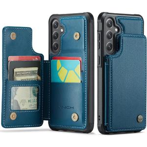 Vinich for Samsung Galaxy S26 Plus Wallet Case with Card Holder, RFID Blocking Credit Slots Kickstand Shockproof Phone Cover for Women Men, Blue