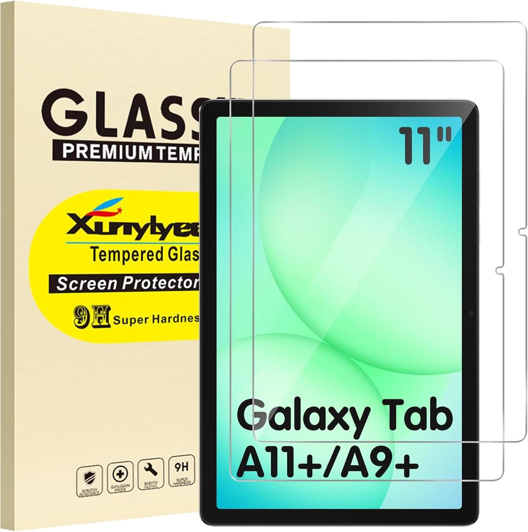 2-Pack, Screen Protector for Samsung Galaxy Tab A11 Plus/A11+ / A9 Plus/ A9+ 11 Inch Tempered Glass Film Bubble Free Easy Installation (Transparent)