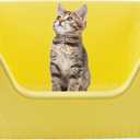 Jumbo Litter Box with High Side,21.45 x 16.14 x 10.43 Inches Extra Large Cat Litter Box Anti Splashing Non-Stick Low Entry Cat Litter Pan Easy Clean for Small Medium Cat(Yellow)