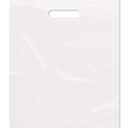 Purple Q Crafts Large Plastic Bag with Die Cut Handle Bag 18"x18" White Plastic Merchandise Bags 50 Pack for Retail, Gifts, Trade Show and More