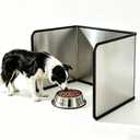 Foldable Stainless Steel Cat & Dog Splash Guard – Black Foam Strap & Edges, Food & Litter Spill Protector for Messy Eater Pets, Walls & Floors & Kitchen (15.7 * 11.8 in-2 Sises)