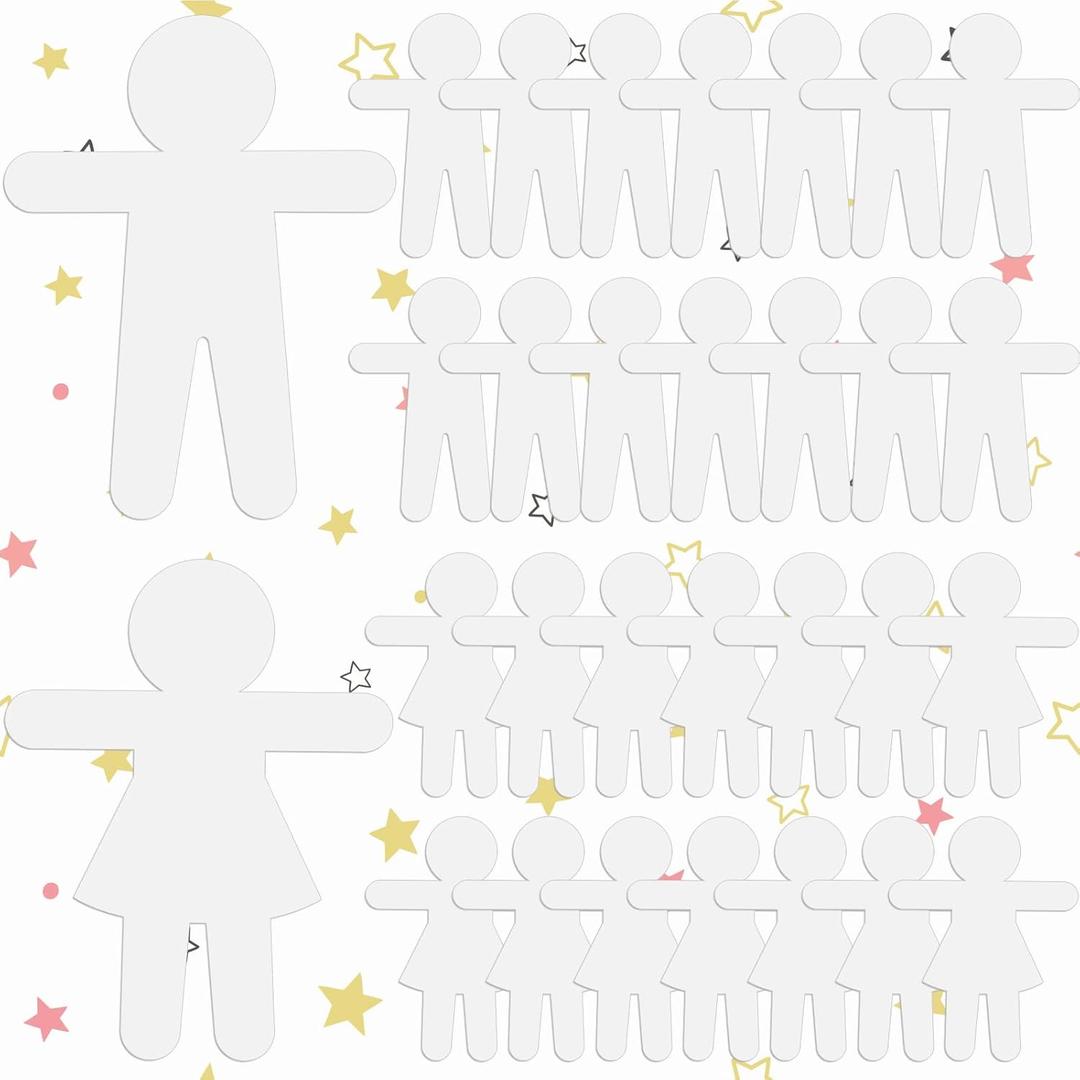 Fuutreo 108 Pcs People Shaped Paper Cutouts 5.94.5 Inch Paper Shapes Cutouts Multicultural Construction Cardboard Person Figure for Craft DIY Art Project, White