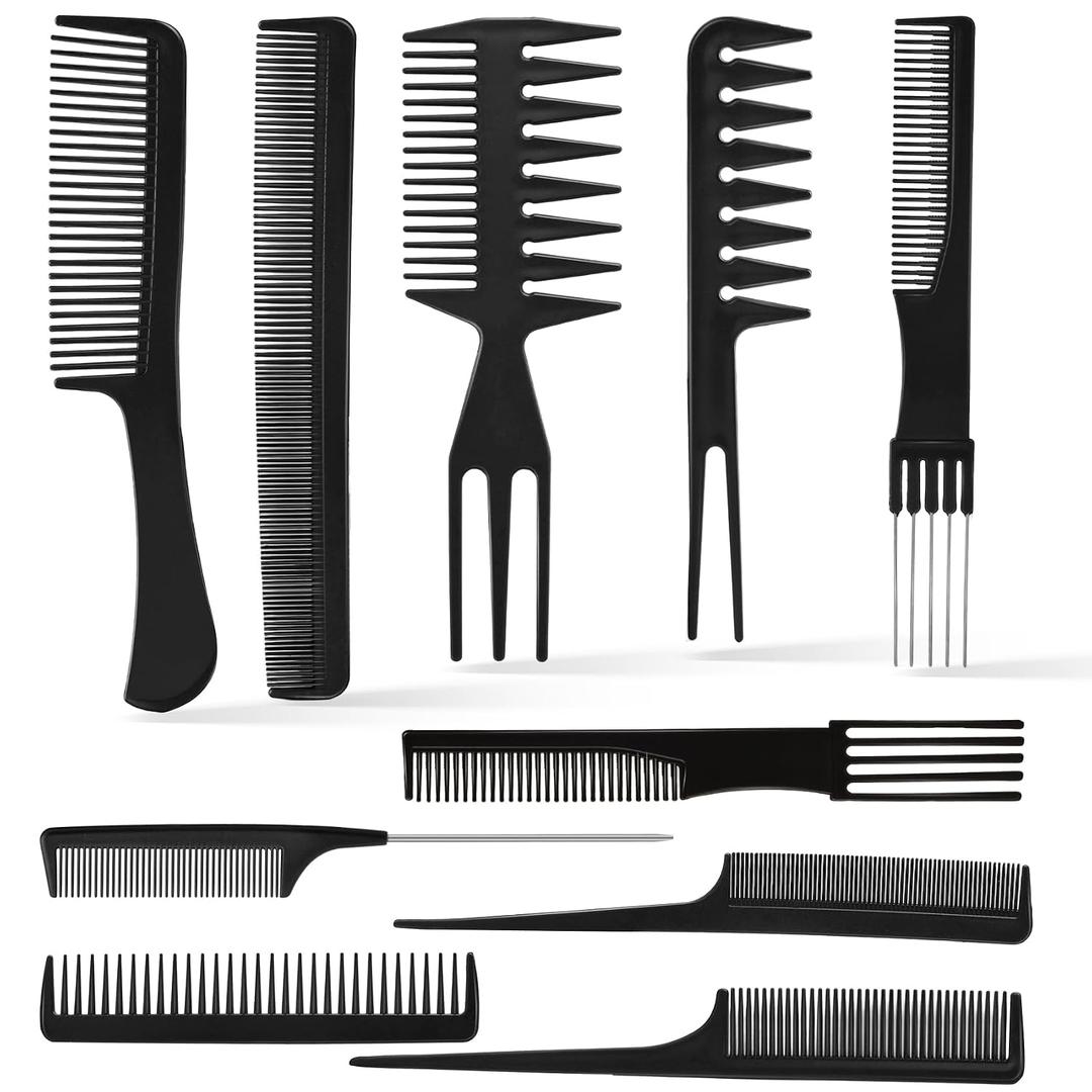 10PCS Styling Hair Comb Professional Barber Combs for Hair Stylist, Premium Grade Barber Brush, Variety Pack Great for All Hair Types & Styles
