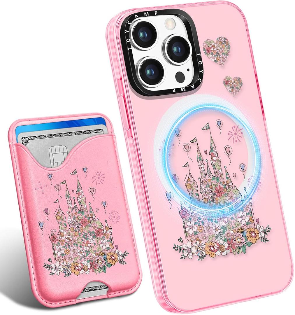 Toycamp for iPhone 14 Pro Max Case - Compatible with Magsafe Credit Card Holder Wallet Magnetic Cute Women Teen Girls Kawaii Girly Unique Castle Design Phone Cover for iPhone 14 Promax