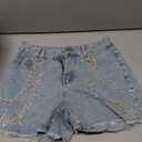 Women's Sparkly Rhinestone Fringe Denim Shorts Y2k High Waisted Cut Off Jeans Shorts Trendy Streetwear, Size Small