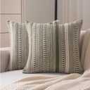 Boho Throw Pillow Covers 20x20 Inch Set of 2, Farmhouse Decorative Couch Pillow Cases, Green Accent Pillows of Bed, Sofa Bedroom Living Room Home Decor Cushion Cover