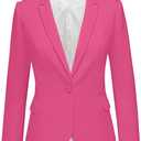 luvamia Women's Long Sleeve Formal Notch Lapel Button Down Blazer Pockets Jacket (Large, Hot Pink)