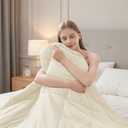 HYLEORY Cooling Comforter Queen Size - Summer Cooling Blanket for Hot Sleepers/Night Sweats, Double-Sided Cold Touch Silky Ice Comforters, Breathable Lightweight Beddings, Cool Cream, 90"x90"