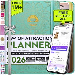 Deluxe 2026 Planner Weekly and Monthly | Law of Attraction Planner with Productivity App | 12-Month for Productivity, Gratitude & Goal Setting | Includes Foldable Vision Board, Gift Box & Stickers (B5 (Dated) 7.2" x 10.1")