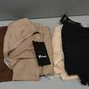 Ficerd 4 Pack Women's Half Sleeve V Neck Tops Elbow Length Loose Fit Shirts Casual Trendy Summer Straight Hem Basic Tees, Medium (Apricot, Khaki, Brown, Black)