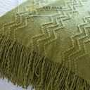 Knitted Decorative Throw Blanket for Couch Sofa Chair Bed，Soft Warm Cozy Light Weight for Spring Summer (50''X60'' Avocado Green)