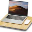 ZEAPTAC Portable Lap Laptop Desk with Pillow Cushion, Fits up to 15.6 inch Laptop, Lap Stand for Bed & Couch & Carpet, Book Tablet/Drawing Board/Computer Laptop Stand - Light Brown Wood
