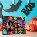 Happy Halloween Photo Frame - Wooden Photo Frame, Holds 4" x 6" Photos, Pumpkin Ghost Theme Horror Decorations for Photo Display, Home, Office Decoration or as Gift - A01