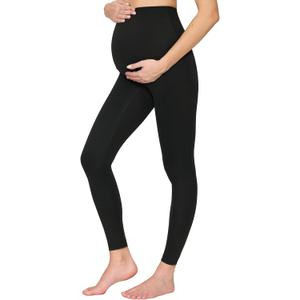 Maternity Leggings Over The Belly - Pregnancy Yoga Pants Soft Workout Leggings, Black, Small