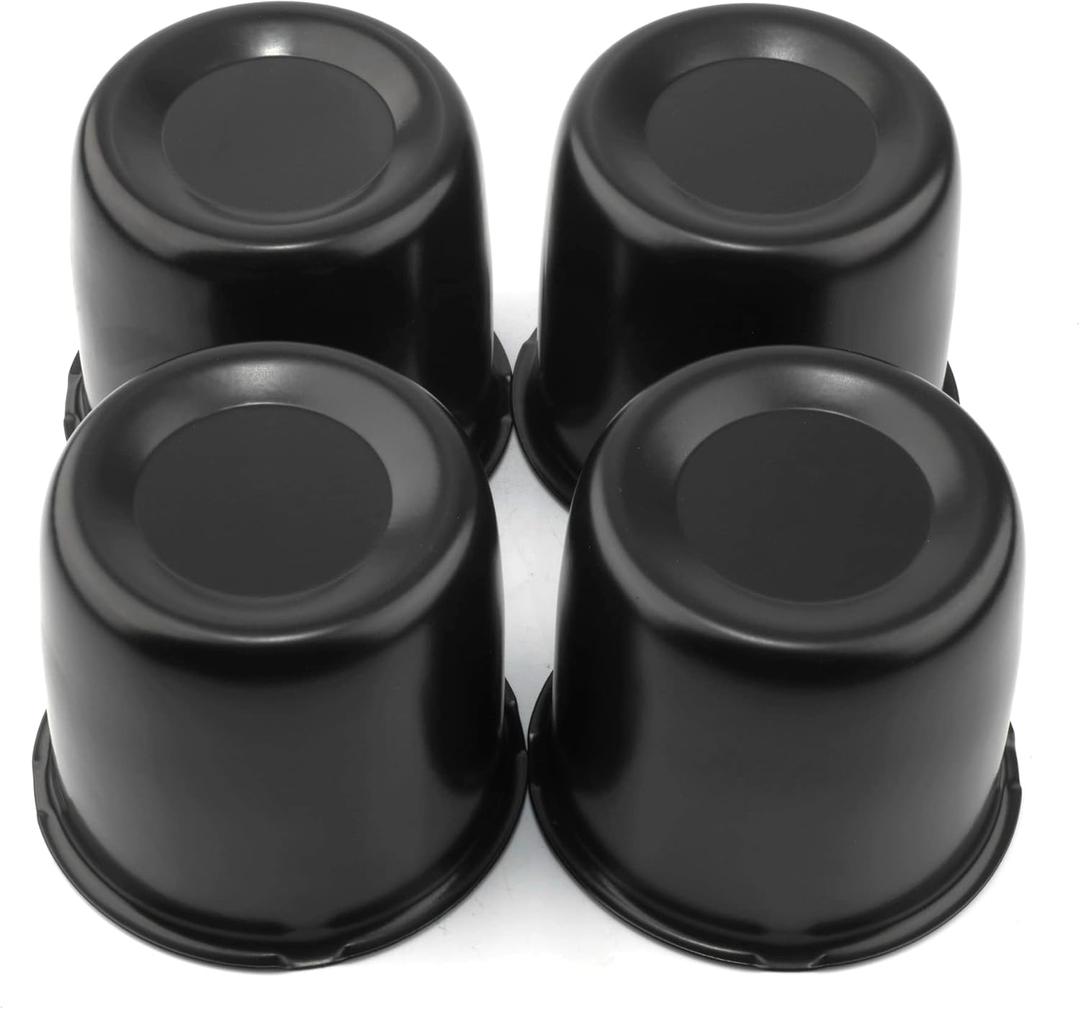 RTrhinoTuning 4PCS 3.31" 84mm Push Through Center Caps Wheel Center Caps for Truck Trailer Wheel Rim, 3.31" Hub, 3.03" H Matt Black Hub Caps
