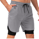 HSQSMWJ 2 In 1Double deck Men's Sports Shorts Gym Workout Training With Pockets XL