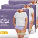 Amazon Basics Postpartum Incontinence Underwear for Women, Maximum Absorbency, Bladder Leak Protection, Soft, Disposable, Odor Control, Comfortable Fit, X-Large, Lavender, 48 Count (3 Packs of 16)