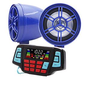 XYC 3" Motorcycle Weatherproof Bluetooth Wireless Speaker MP3 Music Player Sound Audio Stereo Amplifier System ATV UTV USB 2.0, Micro SD, FM Radio (Blue)